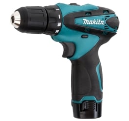 MAKITA Аккумуляторная дрель DF 330 DWLE,10.8В,2х1.3АчLi-ion,БЗП-10м,чем,фонарь
